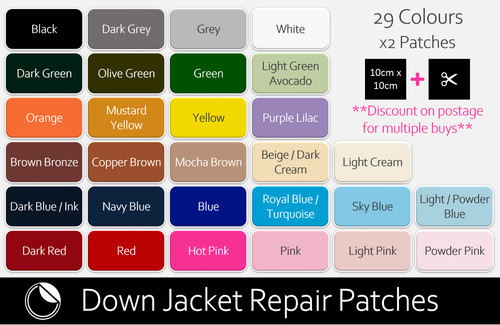 Down jacket repair patches