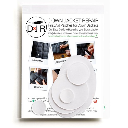 Down jacket repair - down, patch