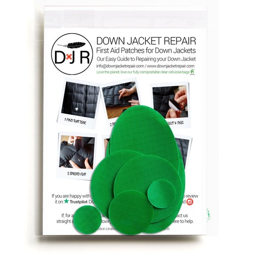 Down jacket repair - down, patch